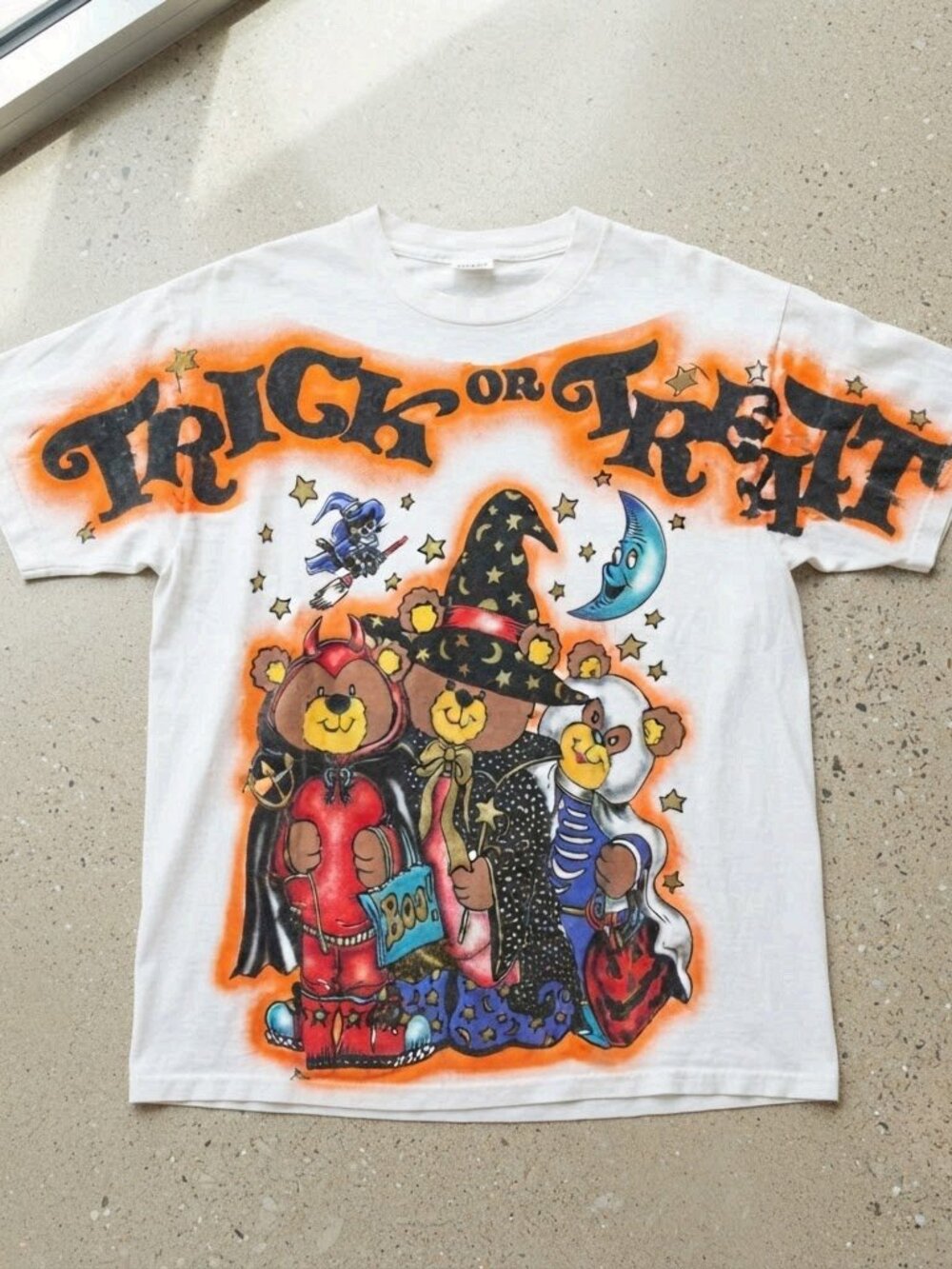 90s Vintage Freeze Halloween Trick Or Treat Teddy Bear AOP T-Shirt S-4XL